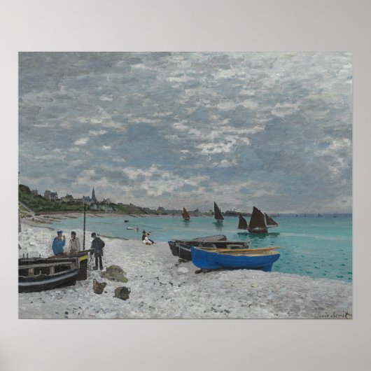 Claude Monet - Het strand bij Sainte-Adresse Poster (Voorkant)