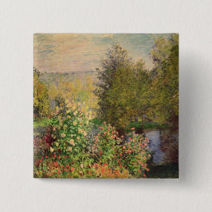 Claude Monet Hoek van de tuin in Montgeron Vierkante Button 5,1 Cm