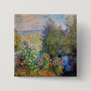 Claude Monet - Hoek van de tuin in Montgeron Vierkante Button 5,1 Cm