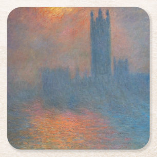 Claude Monet - Houses of Parliament London Vierkante Kartonnen Onderzetter