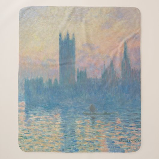 Claude Monet Houses of Parliament Zonsondergang Sherpa Deken (Voorkant)