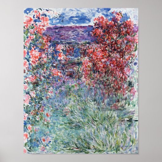 Claude Monet | Huis te Giverny, Roos Poster (Voorkant)