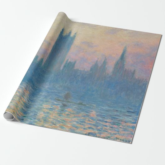 Claude Monet Huizen van het Parlement Zonsondergan Cadeaupapier (Uitgerold)