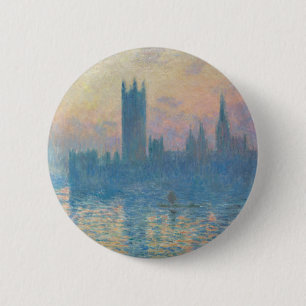 Claude Monet Huizen van het Parlement Zonsondergan Ronde Button 5,7 Cm