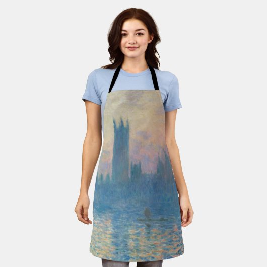 Claude Monet Huizen van het Parlement Zonsondergan Schort (Gedragen)