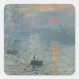 Claude Monet Impression Sunrise Soleil Levant Vierkante Sticker