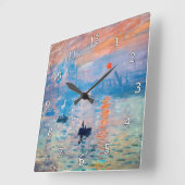 Claude Monet - Impression, Sunrise Vierkante Klok (Hoek)