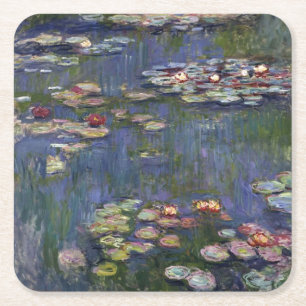 Claude Monet Impressionist Water Lillies Painting Vierkante Kartonnen Onderzetter