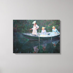 Claude Monet - In de Norvegienne Boat bij Giverny Canvas Afdruk