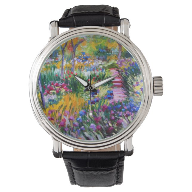 Claude Monet: Iris Garden van Giverny Horloge (Voorkant)