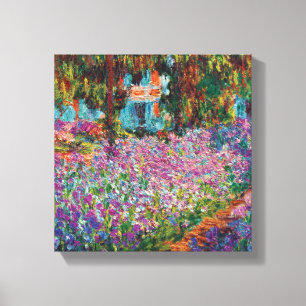 Claude Monet - Irissen in de tuin van Monet Fijne Canvas Afdruk