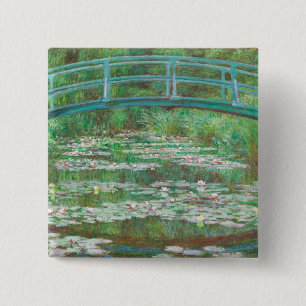 Claude Monet Japanse voetbalbrug. Impressionisme Vierkante Button 5,1 Cm