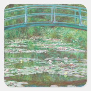 Claude Monet Japanse voetbalbrug. Impressionisme Vierkante Sticker