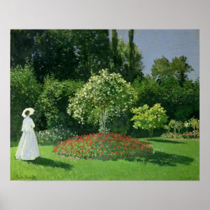 Claude Monet Jeanne Marie Lecadre in de tuin Poster