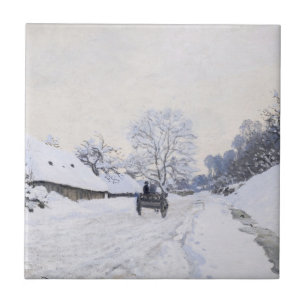 Claude Monet - Kar op de besneeuwde weg bij Honfle Tegeltje