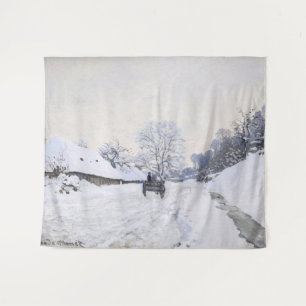 Claude Monet - Kar op de besneeuwde weg bij Honfle Wandkleed