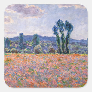 Claude Monet - Klaprozenveld 1890 (Giverny) Vierkante Sticker