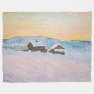 Claude Monet - Landschap in Noorwegen, Blauwe Huiz Fleece Deken