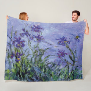 Claude Monet Lila Irises Fleece Deken