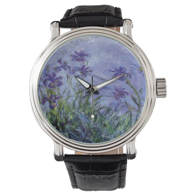 Claude Monet Lila Irises Horloge (Voorkant)