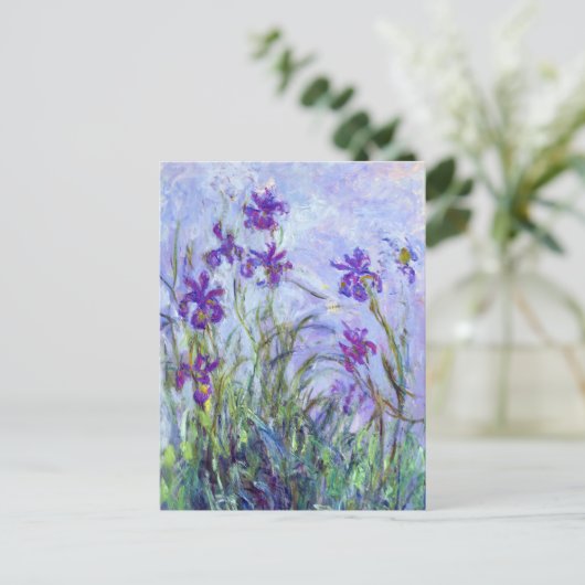 Claude Monet - Lila Irises / Iris Mauves Briefkaart (Staand voorkant)