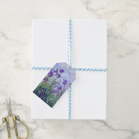 Claude Monet - Lila Irises / Iris Mauves Cadeaulabel (Met Touw)