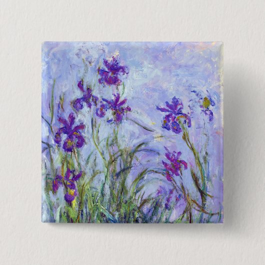 Claude Monet - Lila Irises / Iris Mauves Vierkante Button 5,1 Cm (Voorkant)