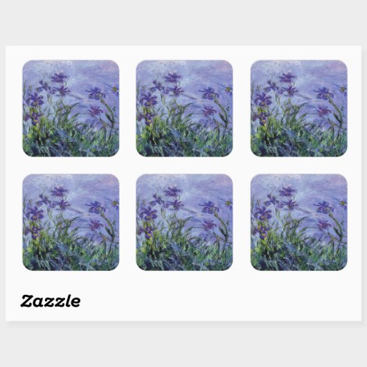 Claude Monet Lila Irises Vierkante Sticker (Vel)