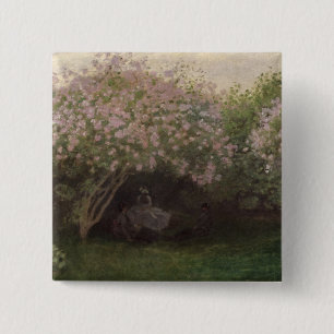 Claude Monet   Lilacs, Grey Weather, 1872 Vierkante Button 5,1 Cm