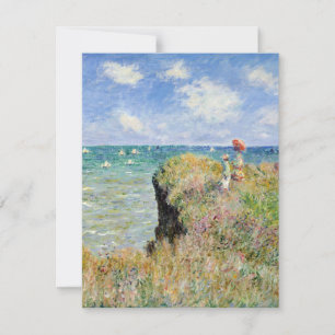 Claude Monet loopt over de Cliff in Pourville Bedankkaart