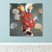 Claude Monet- Madame Monet met een kimono Canvas Afdruk (Insitu (Houten vloer))