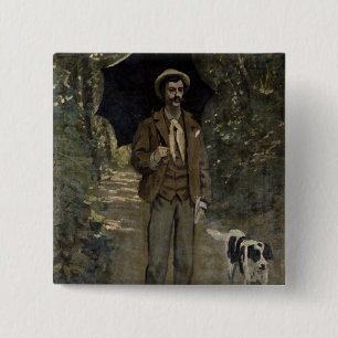 Claude Monet   Man met een Umbrella, c.1868-69 Vierkante Button 5,1 Cm