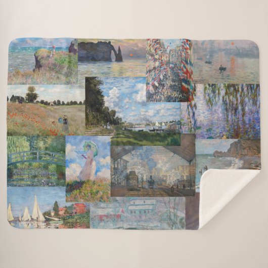 Claude Monet - Masterstuks Patchwork Sherpa Deken (Voorkant (horizontaal))