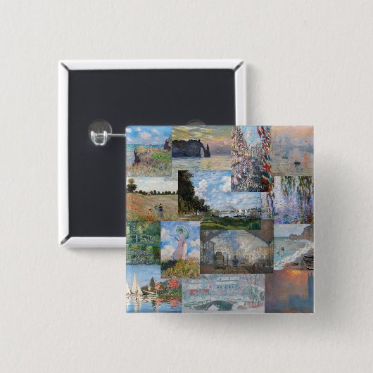 Claude Monet - Masterstuks Patchwork Vierkante Button 5,1 Cm (Voorkant /achterkant)