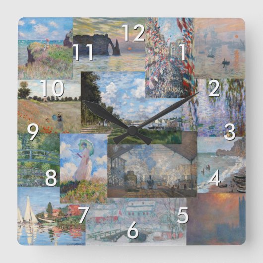 Claude Monet - Masterstuks Patchwork Vierkante Klok (Voorkant)