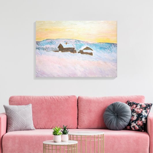 Claude Monet - Noorwegen Landscape, Blue Houses Canvas Afdruk (Insitu (Woonkamer))