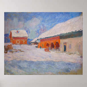 Claude Monet - Noorwegen, Rode Huizen bij Bjornega Poster