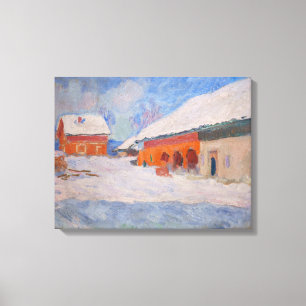 Claude Monet - Noorwegen, Rode Huizen in Bjornegaa Canvas Afdruk