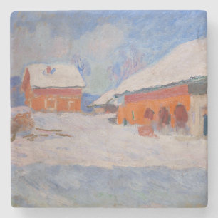 Claude Monet - Noorwegen, Rode Huizen in Bjornegaa Stenen Onderzetter