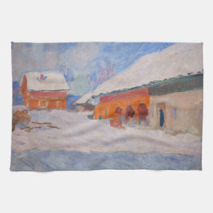 Claude Monet - Noorwegen, Rode Huizen in Bjornegaa Theedoek