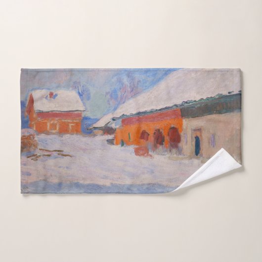 Claude Monet - Norvège, Maisons rouges à Bjornegaa (Serviette à main)