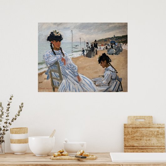 Claude Monet - Op het strand in Trouville Poster (Keuken)