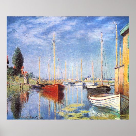 Claude Monet over pleziervaartuigen in Argenteuil Poster (Voorkant)