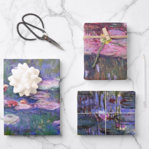Claude Monet Paars en Roze Water Lilies Inpakpapier Vel