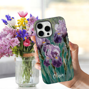 Claude Monet Paarse Iris Flowers, gepersonaliseerd iPhone 16 Pro Max Hoesje