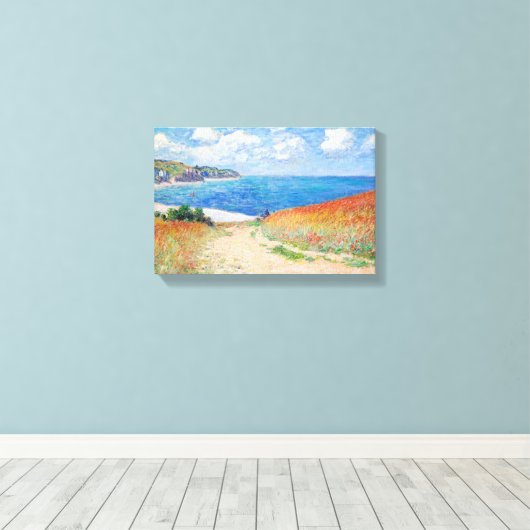Claude Monet - Path in Wheat Fields at Pourville Canvas Afdruk (Insitu (Houten vloer))