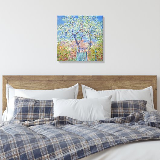 Claude Monet- Peerboom in Bloem Canvas Afdruk (Insitu (Slaapkamer))
