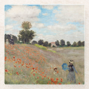 Claude Monet - Poppy Field Glazen Onderzetter
