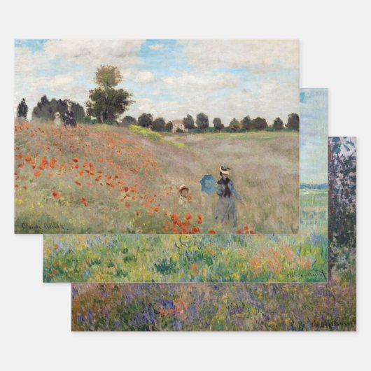 Claude Monet - Poppy Field meesterwerken selectie Inpakpapier Vel (Set)