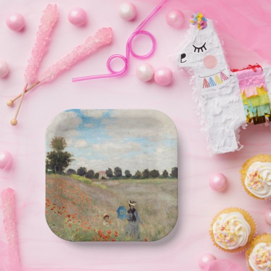 Claude Monet - Poppy Field Papieren Bordje (Feest)